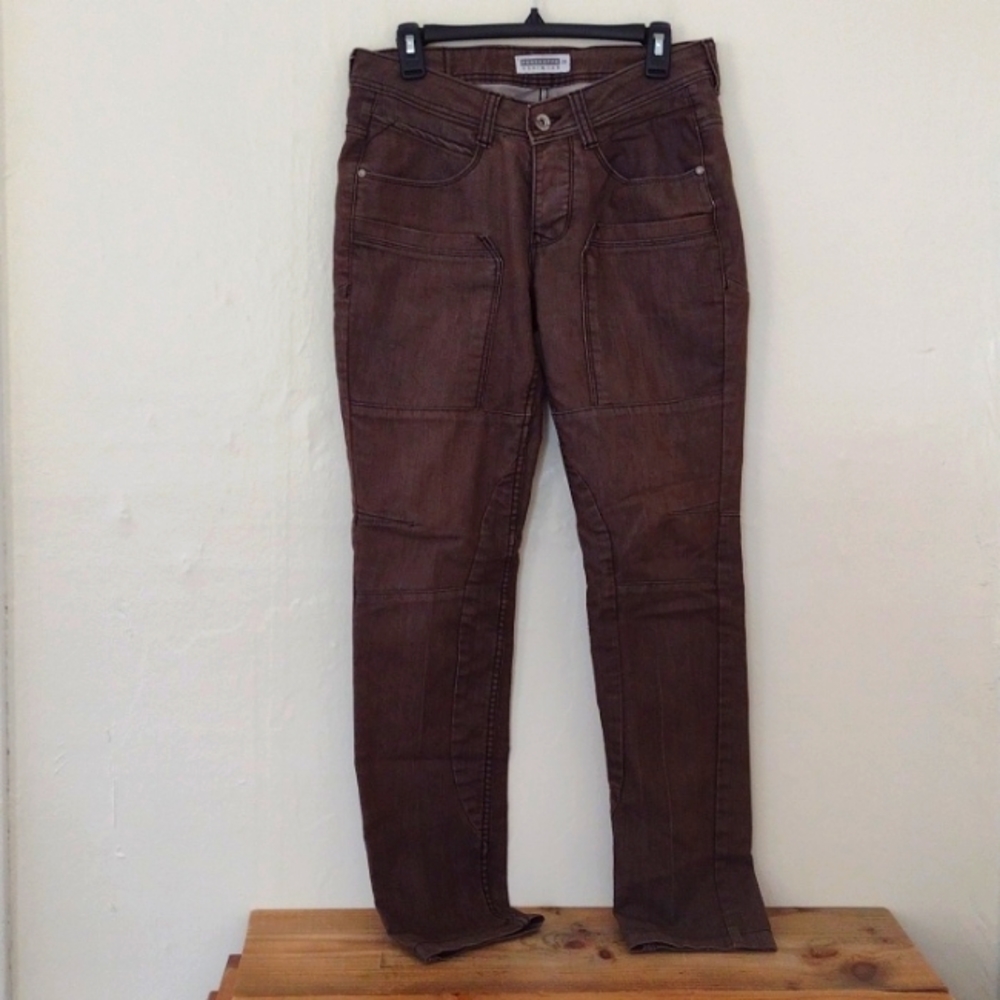 Penshoppe Denimlab Brown Button Fly Rave Carrot Fit Cargo Slim Jean Size 29